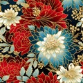 Chiyogami Splendor: Stylized Fans & Blossoming Cherries Pattern