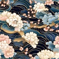 Chiyogami Splendor: Stylized Fans & Blossoming Cherries Pattern