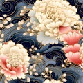 Chiyogami Splendor: Stylized Fans & Blossoming Cherries Pattern