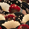 Chiyogami Splendor: Stylized Fans & Blossoming Cherries Pattern