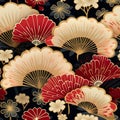 Chiyogami Splendor: Stylized Fans & Blossoming Cherries Pattern