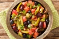 Chlada felfel African vegetable salad with anchovies close-up in a bowl. horizontal top view Royalty Free Stock Photo