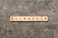 chlamydia word written on wood block. chlamydia text on table, concept