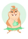 Cute and funny girl hamster. Thumbs ub. Emotional state cool