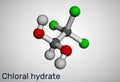 Chloral hydrate. geminal diol, anesthetic molecule. A synthetic monohydrate of chloral, hypnotic and sedative, anticonvulsive drug