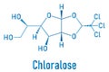 Chloralose rodenticide molecule. Skeletal formula. Royalty Free Stock Photo