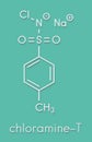 Chloramine-T tosylchloramide disinfectant molecule. Skeletal formula. Royalty Free Stock Photo