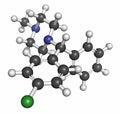 Chlorcyclizine antihistamine drug molecule. Used in treatment of allergy, urticaria, rhinitis and pruritus and possibly also to