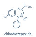 Chlordiazepoxide sedative and hypnotic drug, chemical structure Skeletal formula.