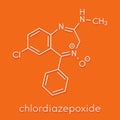 Chlordiazepoxide sedative and hypnotic drug, chemical structure Skeletal formula.