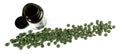 Chlorella Pills with Case Panorama on white Background Royalty Free Stock Photo