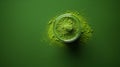 Chlorella Powder on Green Background: Minimal Style AI Generated