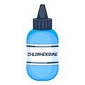 Chlorhexidine in blue plastic bottle cartoon vector illustration isolated on white background.