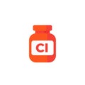 Chlorine bottle icon on white Royalty Free Stock Photo