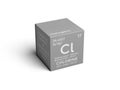 Chlorine. Clorum. Halogens. Chemical Element of Mendeleev\'s Periodic Table 3D illustration