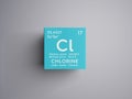 Chlorine. Clorum. Halogens. Chemical Element of Mendeleev\'s Periodic Table 3D illustration