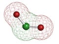 Chlorine dioxide (ClO2) molecule. Used in pulp bleaching and for disinfection of drinking water Royalty Free Stock Photo