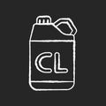 Chlorine disinfectant chalk white icon on black backgrounds