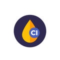 Chlorine drop vector flat icon