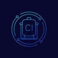 Chlorine gas tank, storage icon, linear design