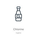 Chlorine icon. Thin linear chlorine outline icon isolated on white background from hygiene collection. Line vector chlorine sign,