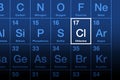 Chlorine element on the periodic table Royalty Free Stock Photo