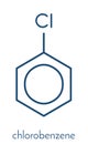 Chlorobenzene industrial solvent molecule. Skeletal formula. Royalty Free Stock Photo