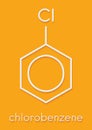 Chlorobenzene industrial solvent molecule. Skeletal formula. Royalty Free Stock Photo