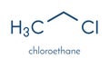 Chloroethane ethyl chloride local anesthetic molecule. Skeletal formula.