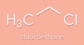 Chloroethane ethyl chloride local anesthetic molecule. Skeletal formula.