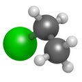 Chloroethane (ethylchloride) molecule. Used as mild topical anesthetic agent and as recreational inhalant drug Royalty Free Stock Photo