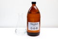 chloroform in bottle , chemical in the laboratory and industry Royalty Free Stock Photo