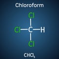 Chloroform or trichloromethane molecule. It is anesthetic, euphoriant, anxiolytic and sedative. Structural chemical formula and