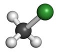 Chloromethane methyl chloride molecule. Atoms are represented as spheres with conventional color coding: hydrogen white,.