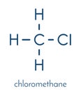 Chloromethane methyl chloride molecule. Skeletal formula. Royalty Free Stock Photo