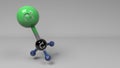 Chloromethane molecule 3D illustration.