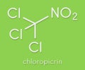 Chloropicrin soil fumigant molecule. Skeletal formula.
