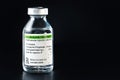 Chloroquine phosphate generic name, own label design with dummy data - not real product drug in small vaccine bottle, dark