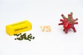 Chloroquine versus coronavirus DIY - homemade model made with modeling clay. Royalty Free Stock Photo