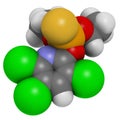 Chlorpyrifos organophosphate pesticide molecule. Toxic and carcinogenic. Mainly used in agriculture Royalty Free Stock Photo