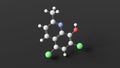 chlorquinaldol molecule, molecular structure, antimicrobial, ball and stick 3d model, structural chemical formula with colored Royalty Free Stock Photo