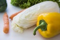 Chnese cabbage with paprika and carrots Royalty Free Stock Photo