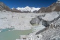 Cho Oyu mountain peak and Ngozumpa glacier