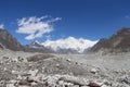 Cho Oyu mountain rises above Ngozumpa glacier