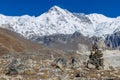 Cho Oyu mountain summit on Nepal mountain trekking Everest base camp through Gokyo lakes Royalty Free Stock Photo