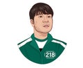 Cho Sang-Woo Squid game character Player Number 218 Design Clothes Green Park Hae-soo