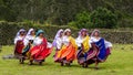 CaÃÂ±ari folk dancers in interior of ancient ruins, Ecuador