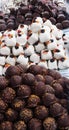 Chocholate marzipan balls Royalty Free Stock Photo