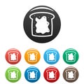 Choco butter bread icons set color Royalty Free Stock Photo