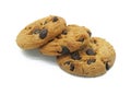 Choco chip cookies, Tasty sweet biscuit chocolate pastry, Isolated on white background, Cut out with clipping path. Royalty Free Stock Photo